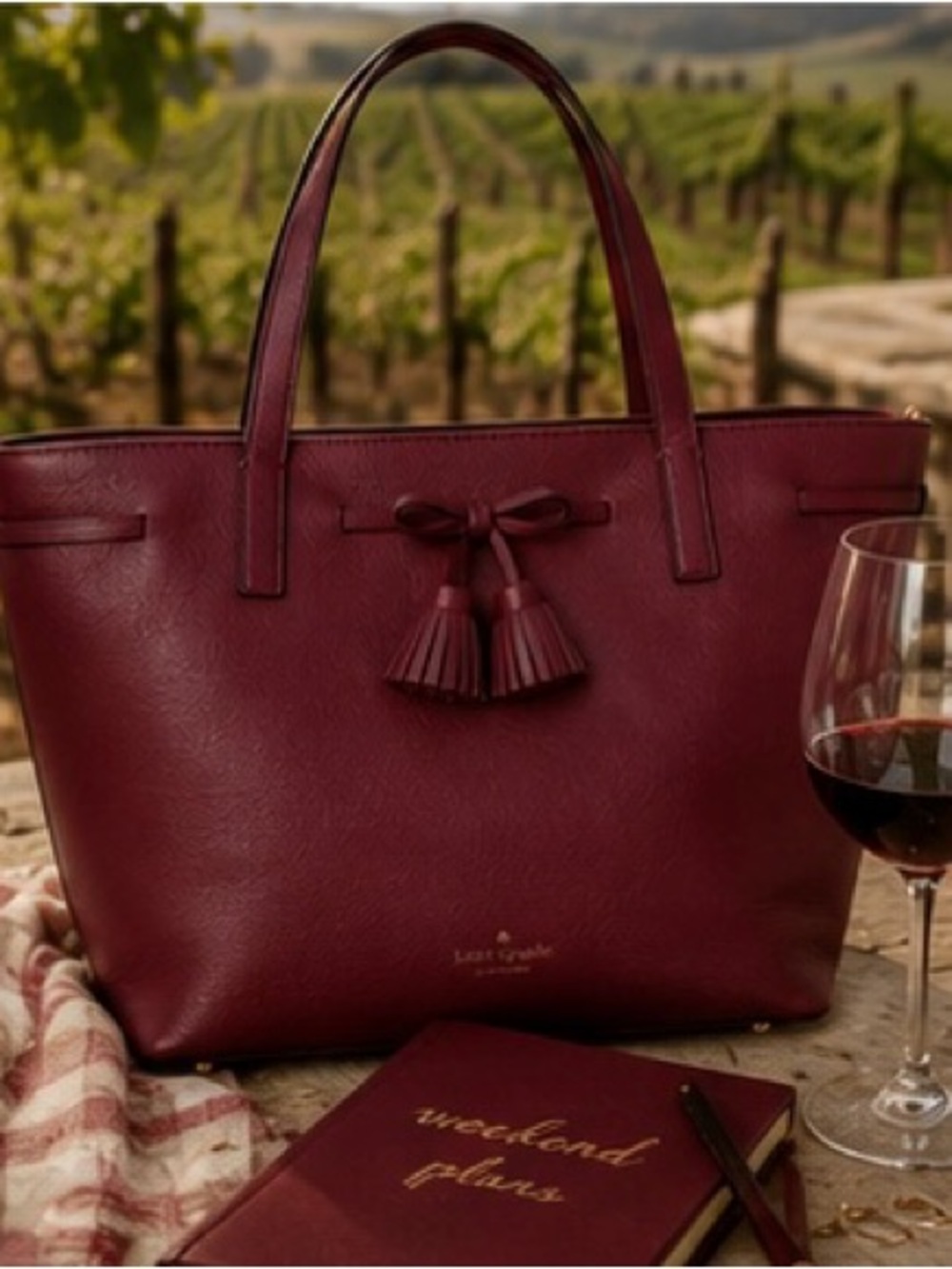 Kate Spade Hayes Blackberry Medium Zip Top Tote | Quiet Luxury Polished Elegance